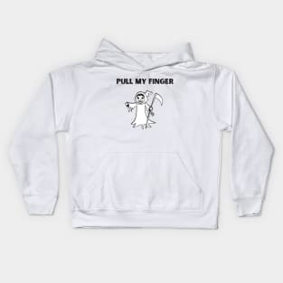 Pull my finger grim reaper Kids Hoodie